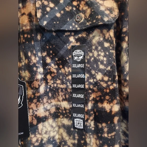 Angry Minnow Bleach Splatter Flannel Shirt Raven Graphic Boho Grunge Witchy XXL - Picture 7 of 16